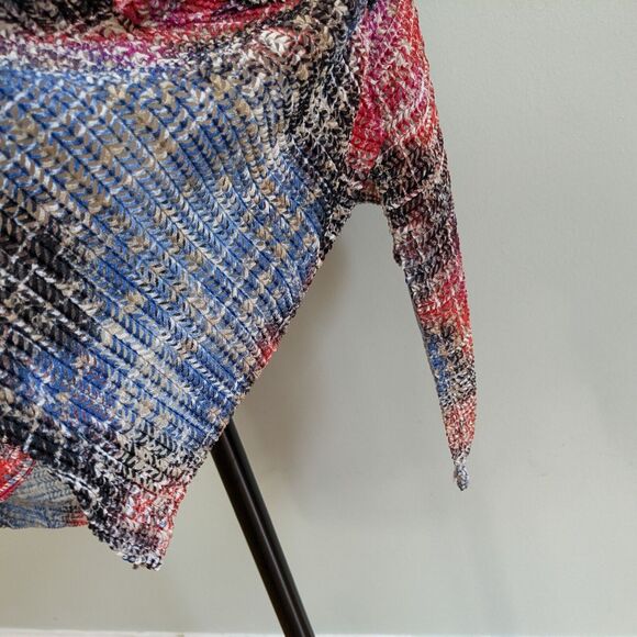 Multiples Button Tunic Top 1X Sheer Duster Artsy Colorful Long Layer Cardigan - Picture 11 of 12